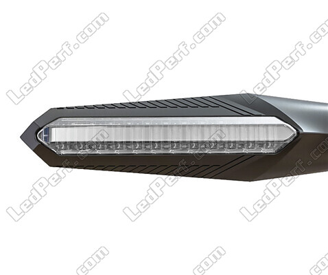 Front view of dynamic LED turn signals + brake lights for Aprilia Dorsoduro 1200