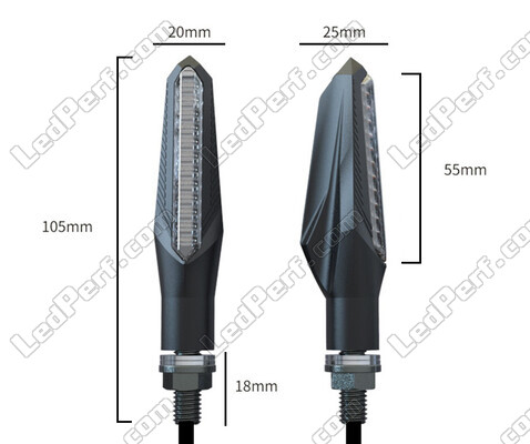 Dimensions of dynamic LED turn signals 3 in 1 for Aprilia Pegaso Strada Trail 650