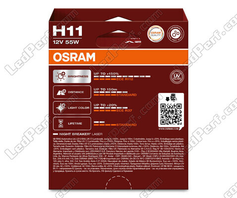 Pack of 2 Osram Night Breaker Laser +150% H11 bulbs  - 64211NL-2HB