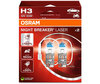 Pack of 2 Osram Night Breaker Laser +150% H3 bulbs  - 64151NL-2HB